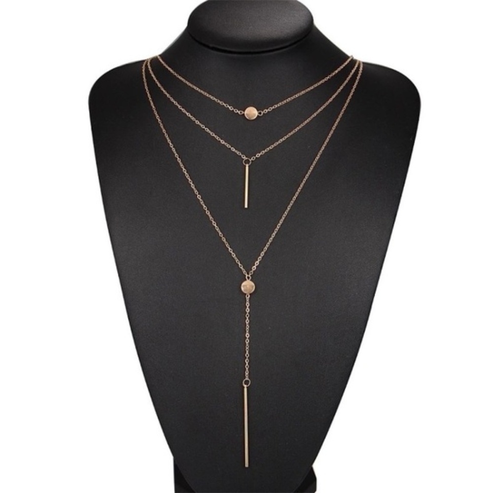 ❤️ 4/$30 Multilayer Dangling Bar Lariat Necklace - Picture 3 of 7